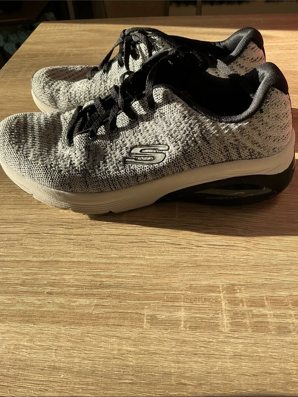 Skechers Women's Gray and Black Knit Slip-On Walking Sneakers